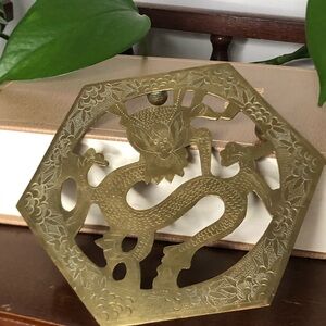 Hexagonal Brass Dragon Wall Decor